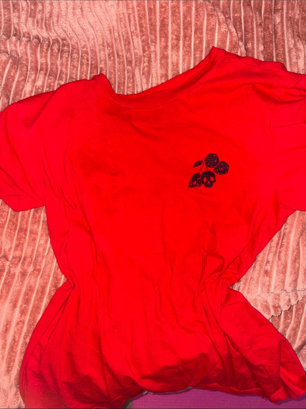Women's Red Short-Sleeve Tee with Skull Graphic